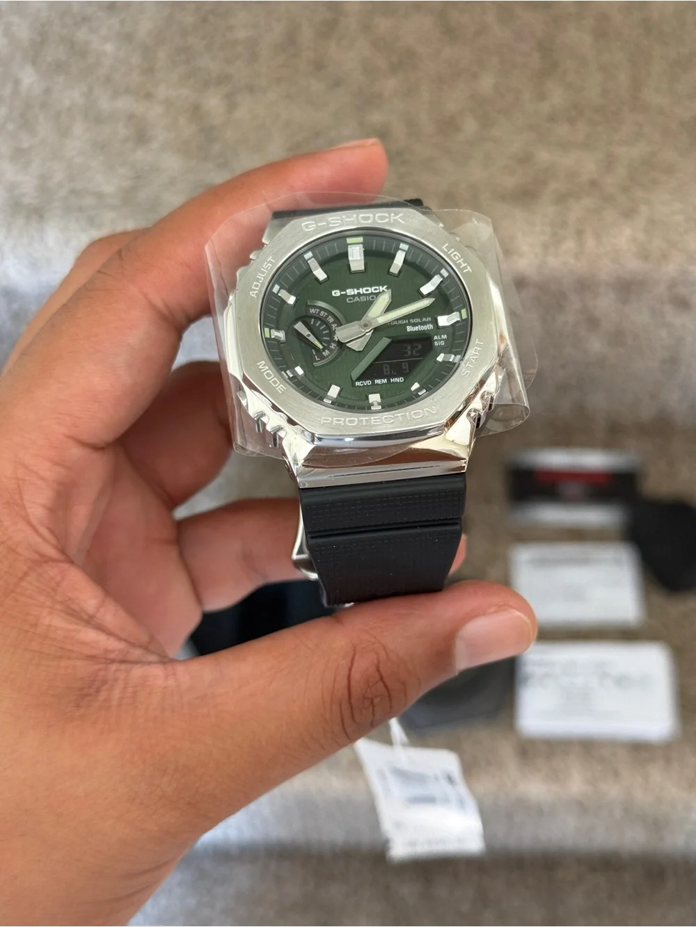 G-Shock Casio G-Steel Solar Connected Green Dial Black Resin Strap Watch Men’s